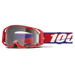 Sprawdź teraz Gogle motocyklowe 100% ARmatic z przeźroczystą szybką czerwono-niebieskie
