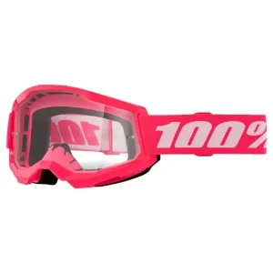 Gogle motocyklowe dziecięce 100% Strata 2 z przezroczystą szybką różowe Obniżka ceny