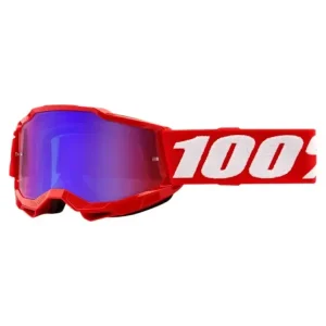Gogle motocyklowe dziecięce 100% Accuri 2 z szybą lustrzaną czerwone Super okazja