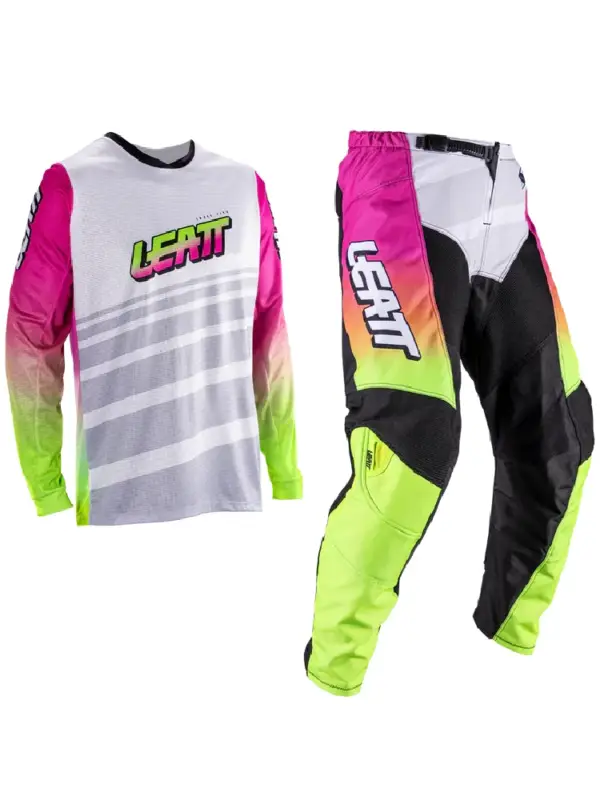 Zestaw offroadowy: bluza i spodnie Leatt Moto 3.5 szaro-różowy-fluo Premium