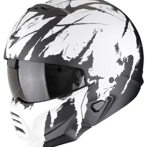 Kask modułowy Scorpion Exo-Combat II Marauder czarno-biały matowy Ostatnia szansa