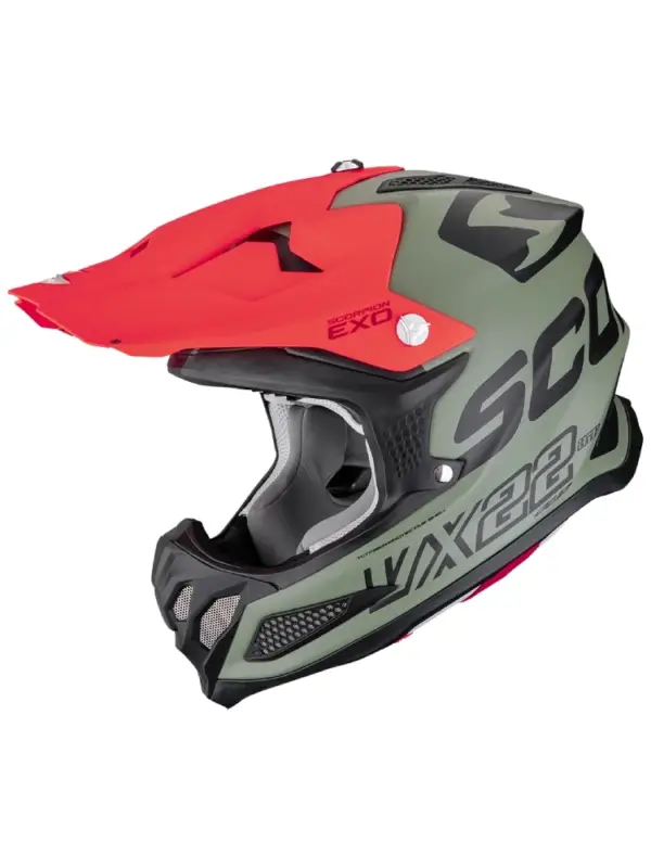 Super okazja Kask enduro Scorpion VX-22 Air Updown zielono-czarno-czerwony matowy