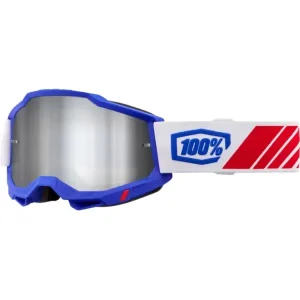 Gogle motocyklowe 100% Accuri 2 z szybką lustrzaną czerwono-biało-niebieskie Cena promocyjna