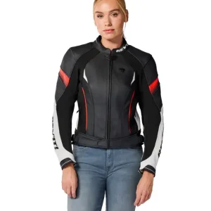 Premium Kurtka motocyklowa damska skórzana REV’IT! Xena 4 biało-fluo czerwona