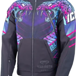 Oferta Kurtka motocyklowa tekstylna Icon Merc3 Synthwave Lazer Cobra™ czarna