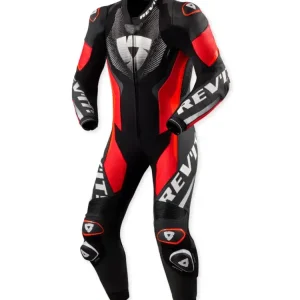 Bezpieczne zakupy Kombinezon motocyklowy jednoczęściowy REV’IT! Hyperspeed 3 czarno-fluo czerwony