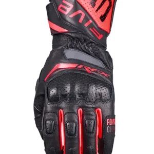 Oferta czasowa Rękawice motocyklowe skórzane Five RFX Sport Evo czarno-czerwone-fluo