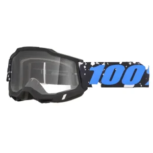Gogle motocyklowe 100% Accuri 2 z przezroczystą szybką, czarno-niebieskie Hit sprzedaży