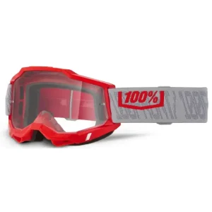 Tani Gogle motocyklowe 100% Accuri 2 z przezroczystą szybką, czerwono-szare
